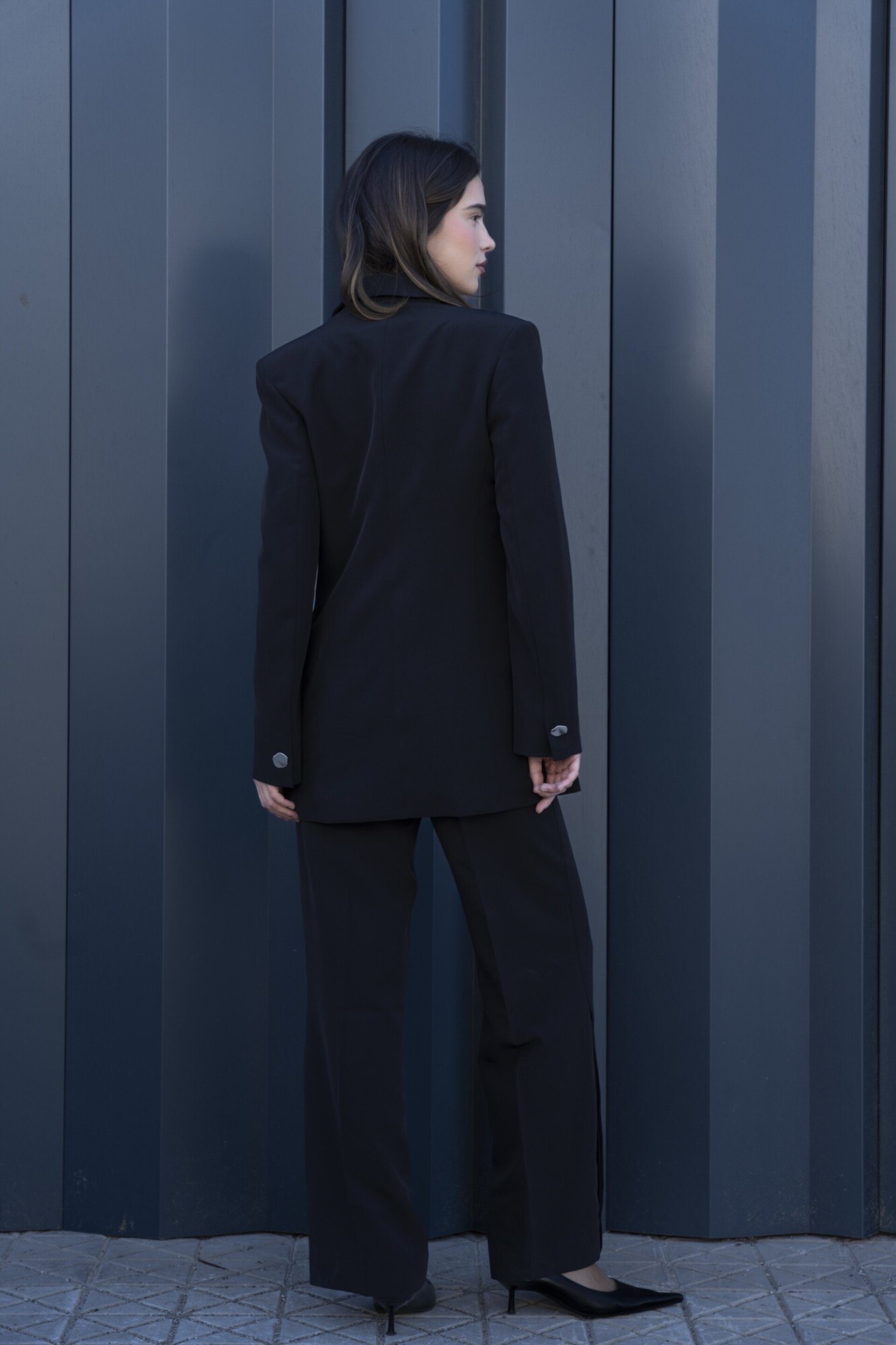 Conjunto Blazer y Pantalón Botón Plateado - 2